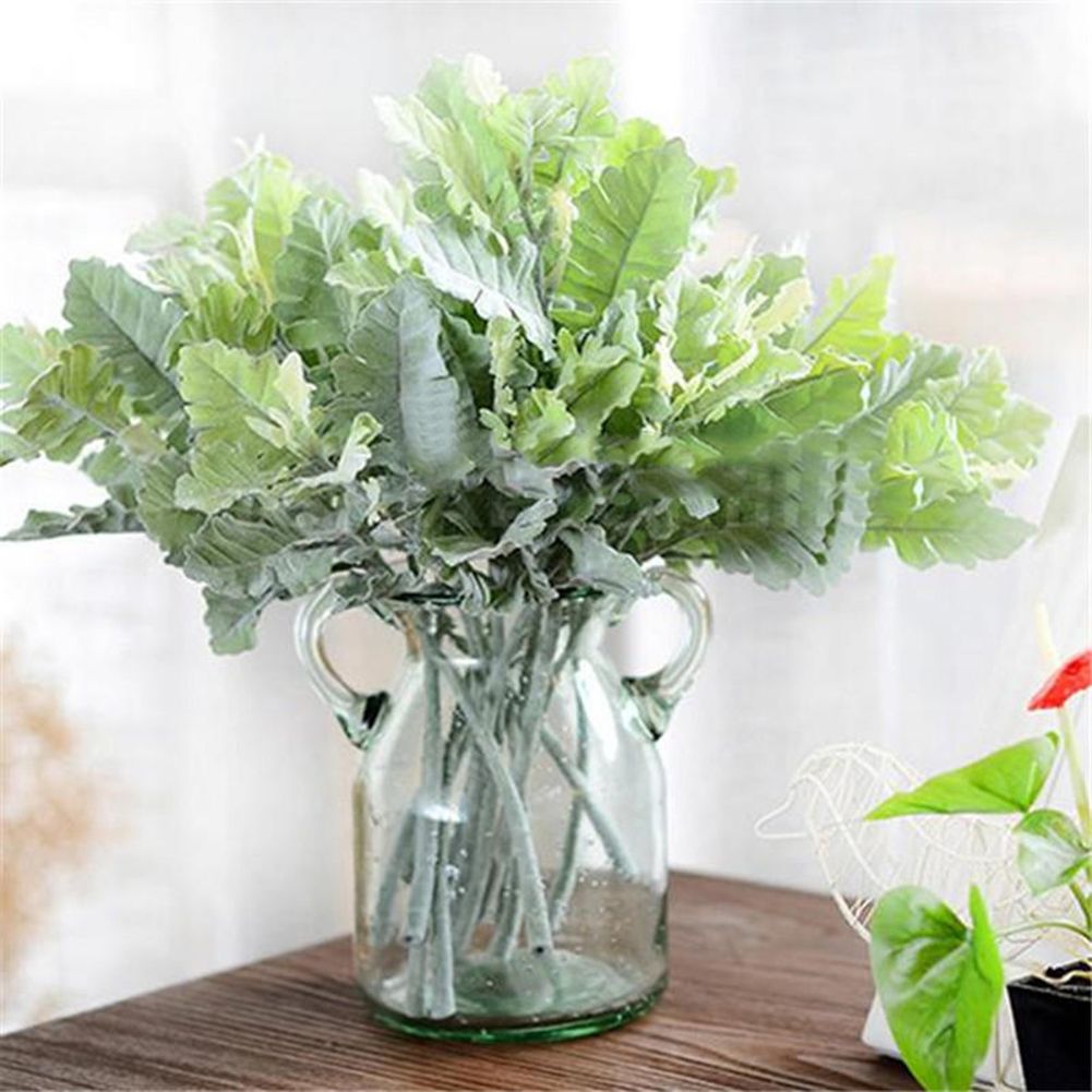 1Pc Artificial Fake Dusty Miller Green Leaves Bridal Home Wedding Garden Decor