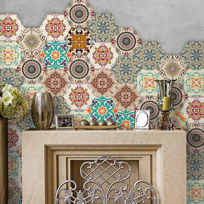 Non-Slip Vinyl Floor Sticker for Home Decor, Hexagon Pvc Wall Tile Decal, Peel and Stick Self-Adhesive, for Living Room Kitchen Bathroom