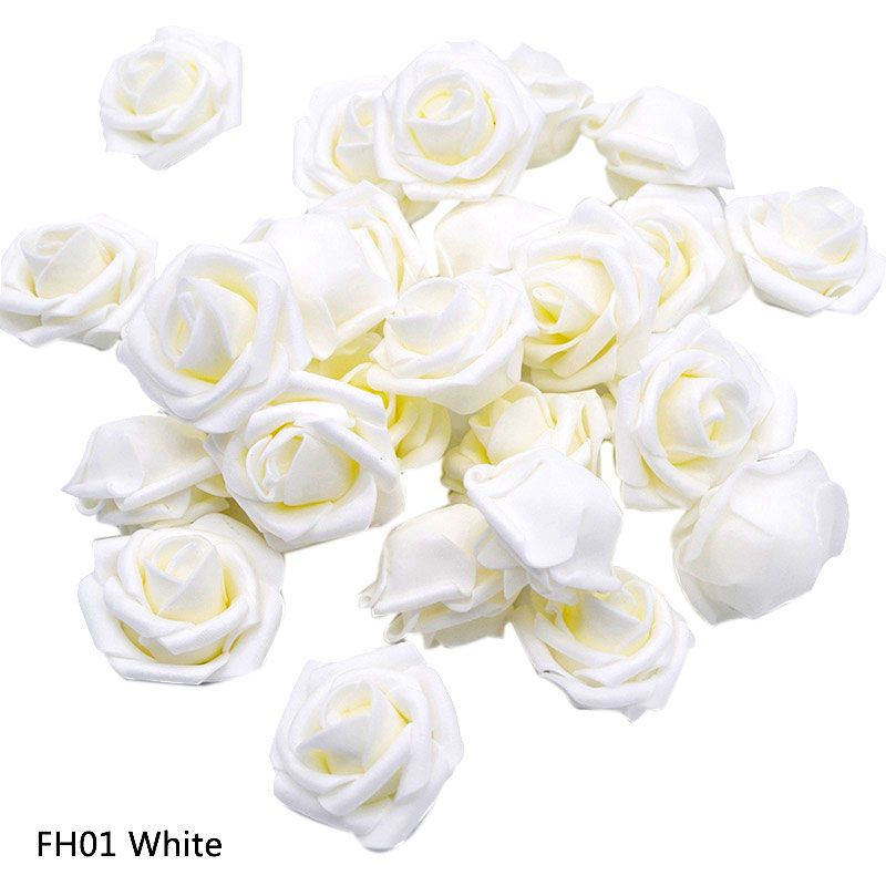 50pcs 4cm Fake PE Foam Rose Flower Head Artificial Flower For Wedding Birthday Party Home Decoration DIY Wreath Garland Craft