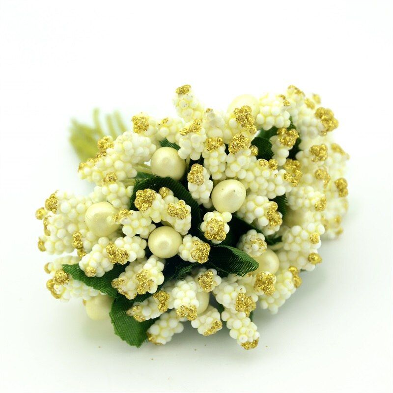 12PCS/lot Pe Mini Mulberry Artificial Flower Stamen Party Wedding decoration DIY Scrapbook Candy Box Craft Supplies