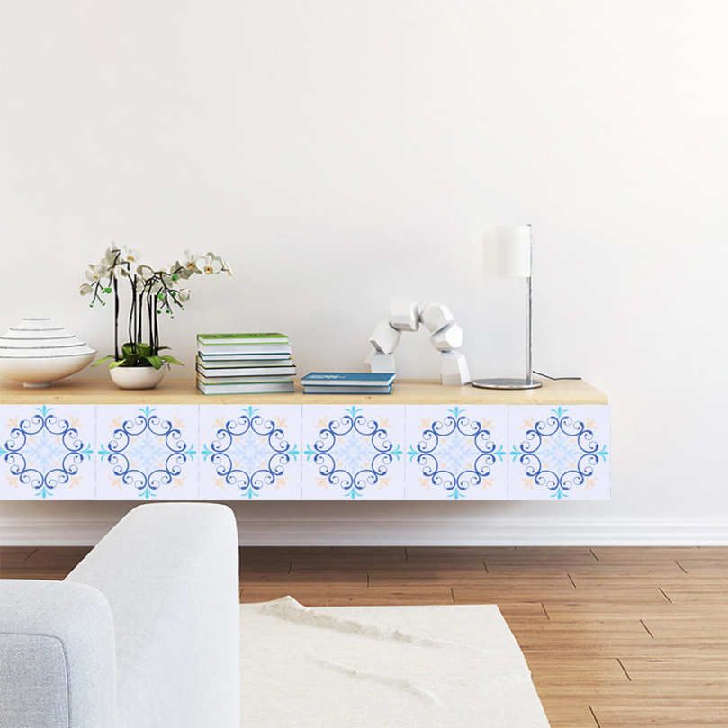 Floor Sticker 10pcs Unique Flower Pattern Self-adhesive Bathroom Kitchen Wall Tile
