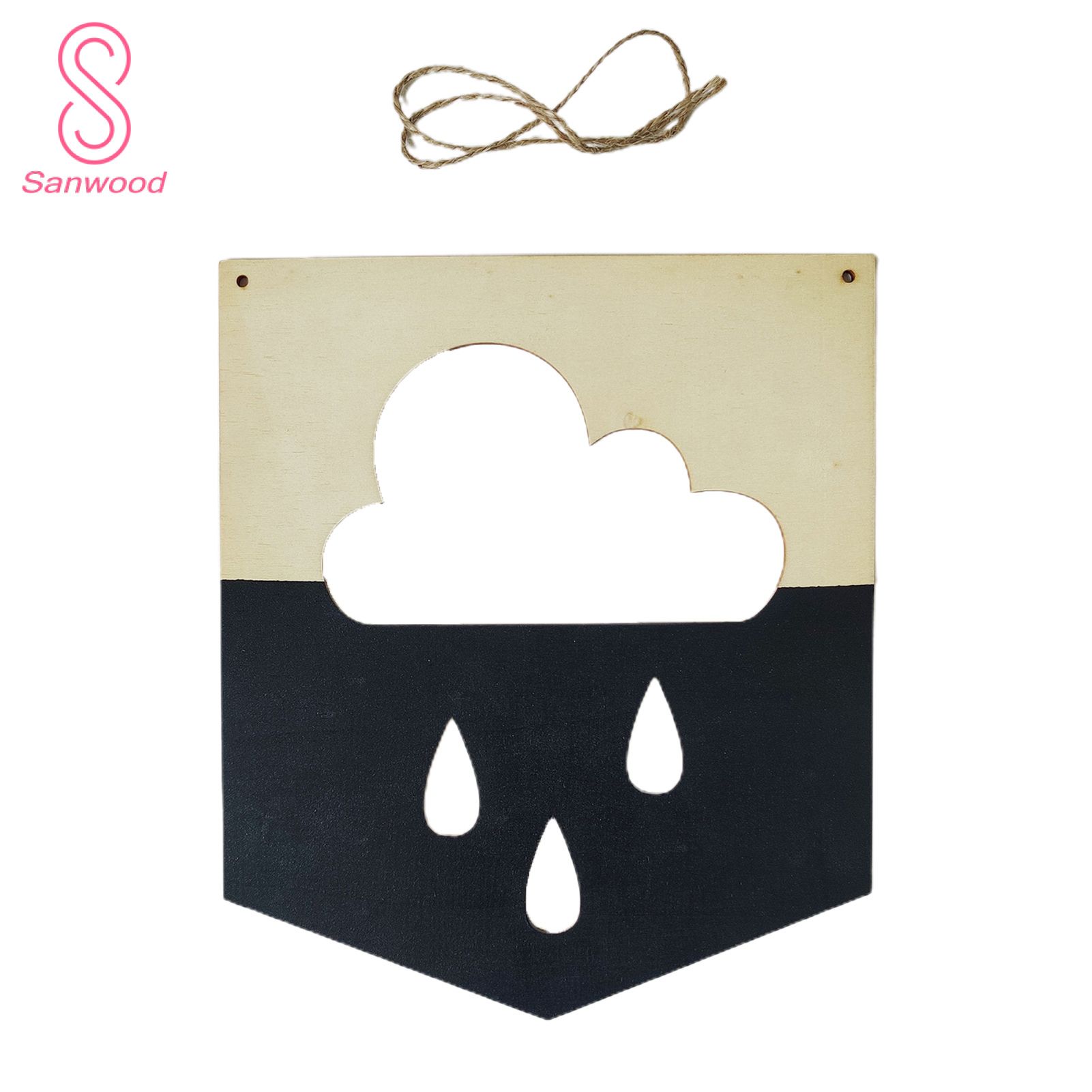 Wooden Cloud Simple Rugged Decorative Rain Drops Wall Hanging for Home