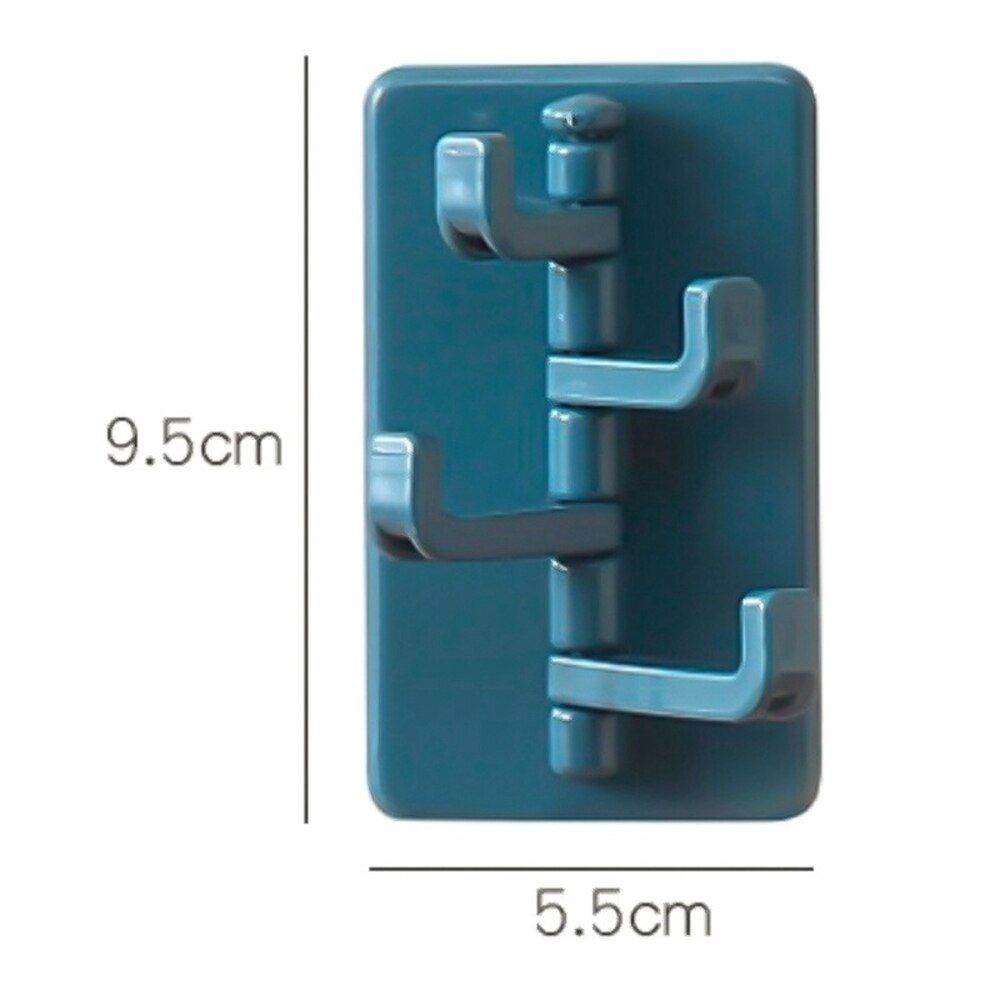 Household Multi-color 4 Hook Strong Self-adhesive Organ Hook 180° Rotating Hook Key Chain Glasses Bag Clothes Multi-purpose