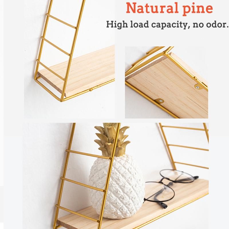 【Global Collections】【  】Creative European Home Living Room Gold Wrought Iron Rack Wall Hanging Storage Simple Fashion Wall Wall Decoration For Kitchen Storage/ Bedroom Storage/ Bathroom Storage