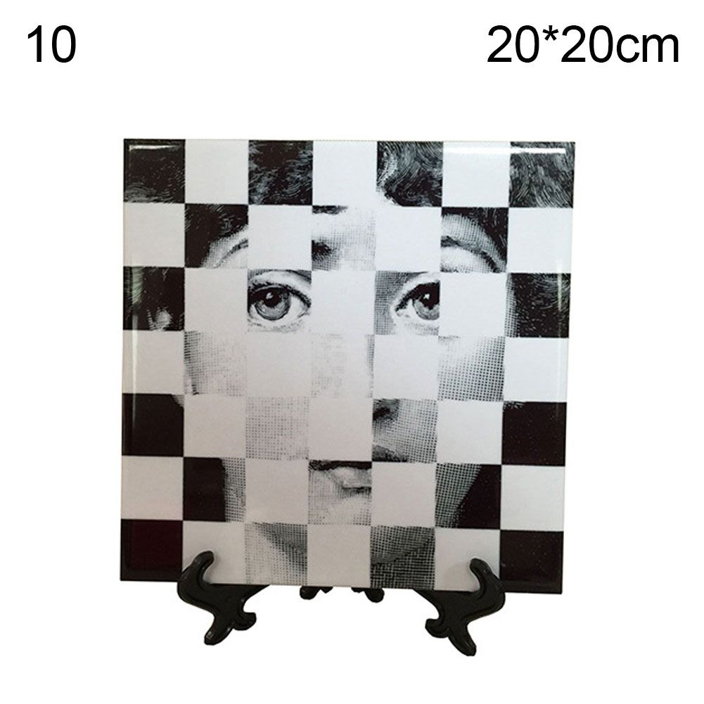 Square Fornasetti Collector Decorative Ceramic Tile Retro Artistic Home Display