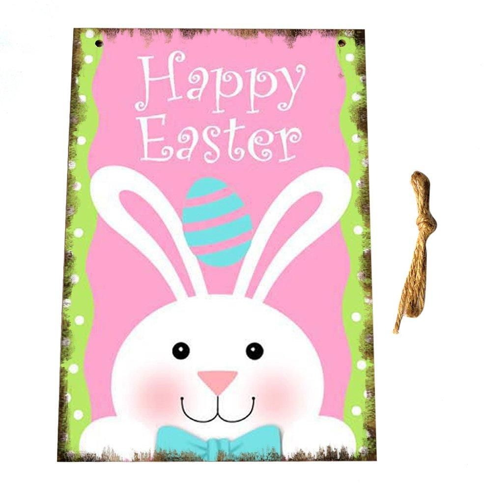 ICOCO Easter Decor Easter rabbit Wall Decor Hanging Plaque Decorative Sign Hanger