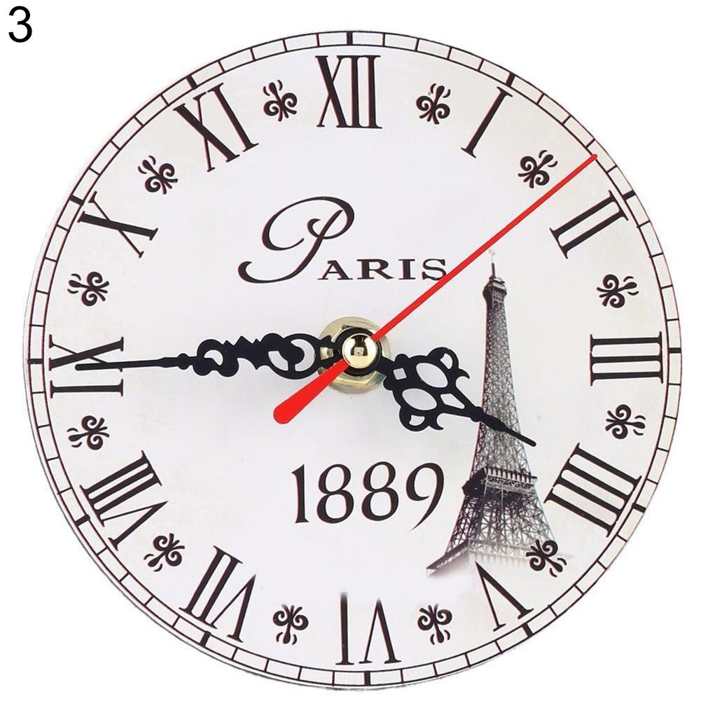 Vintage Wooden Round Analog Quartz Wall Clock Living Room Bedroom Office Decor