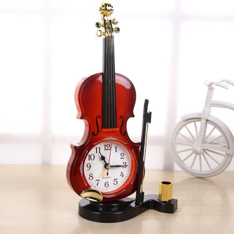Uniqe Instrument Table Clock Violin Gift Home Decor Quartz Alarm Clock - Wall Clock - Wall Clock