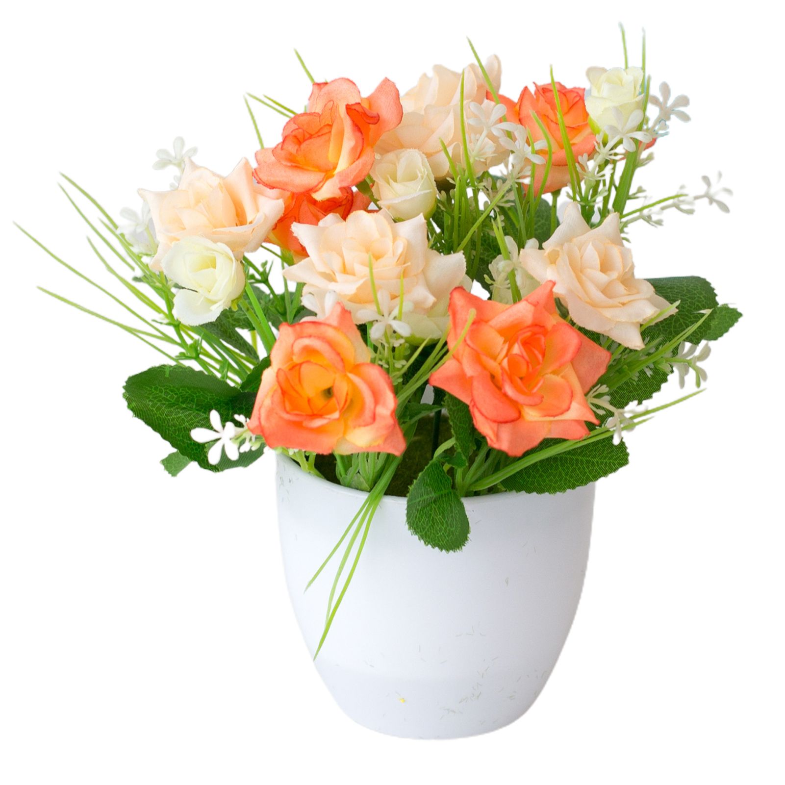 Imitation Potted Flower Rose Hotel Decoration Plastic Bookshelf Table Artificial Flower Pot for Office