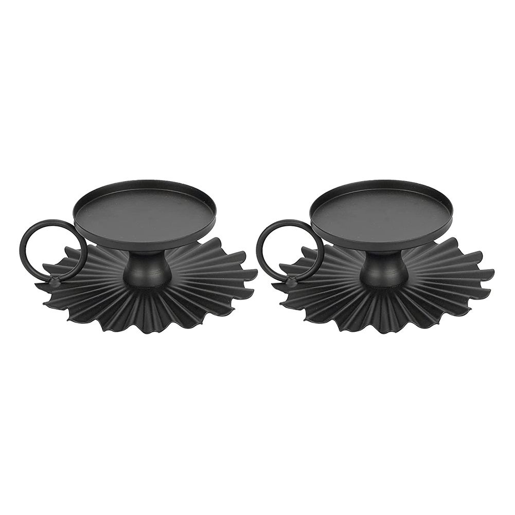 OIMG Vintage Candle Holder Set Of 2Decorative Metal Candle Holder Simple Flower Base Dining Table/Home Decoration