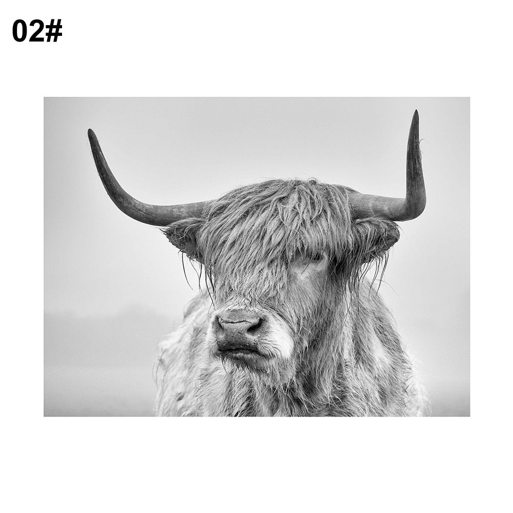 Nordic Style Yak Unframed Canvas Painting Living Room Wall Picture Poster Decor
