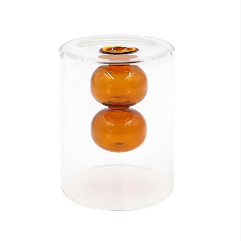 Delicate product Simple Stained Glass Creative Double Glass Transparent Vase Desktop Decoration Individual Hydroponic Flowers