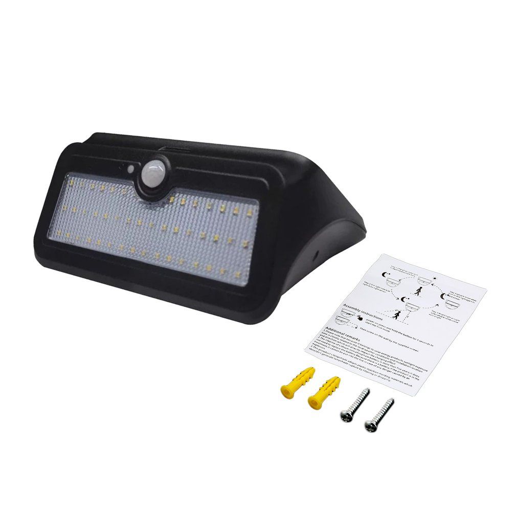 Waterproof Outdoor 46 LED Solar Spotlight Wall Light PIR Motion-sensing Lamp black