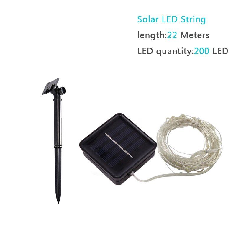 LED Outdoor Solar Lamp String Lights 50 LEDs 100 200 LEDs Fairy Holiday Christmas Party Garland Solar Garden Waterproof 7m 12m--22m solar light--White
