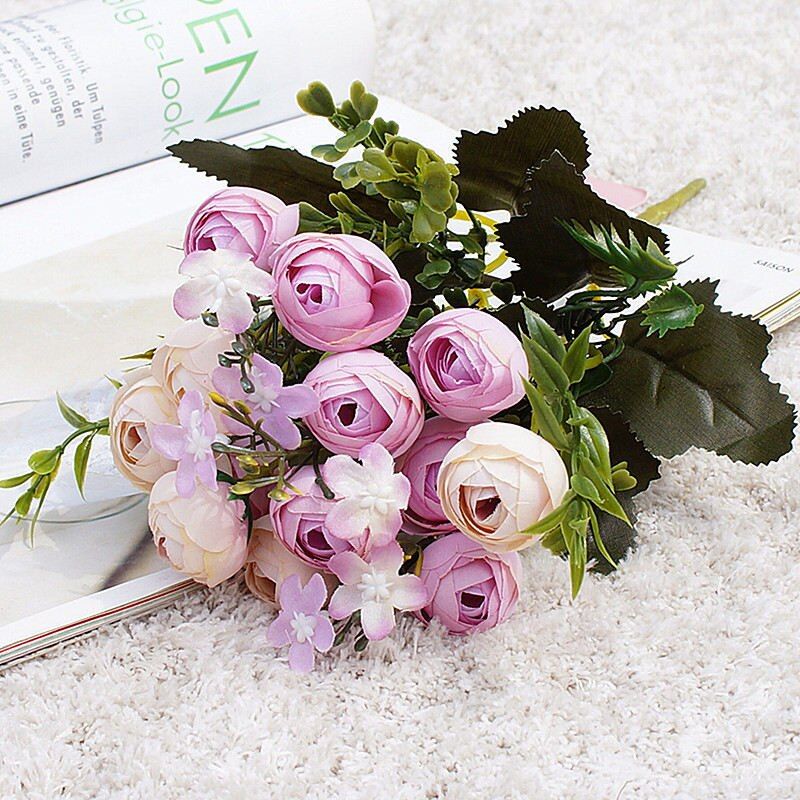 10Heads mini spring peonies silk Artificial Flowers tea rose flores fleur artificielles for Home table decoration fake Flower