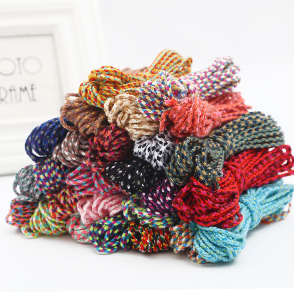 5m/pk Polyester Braided Round Rope Home Decor Accessories 2mm Rope Bracelet Antique Home Decor