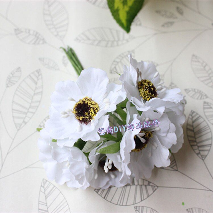 12pcs 3.5cm mini silk cherry artificial poppy bouquet DIY handmade tattoo wreath scrapbook wedding decoration craft fake flower