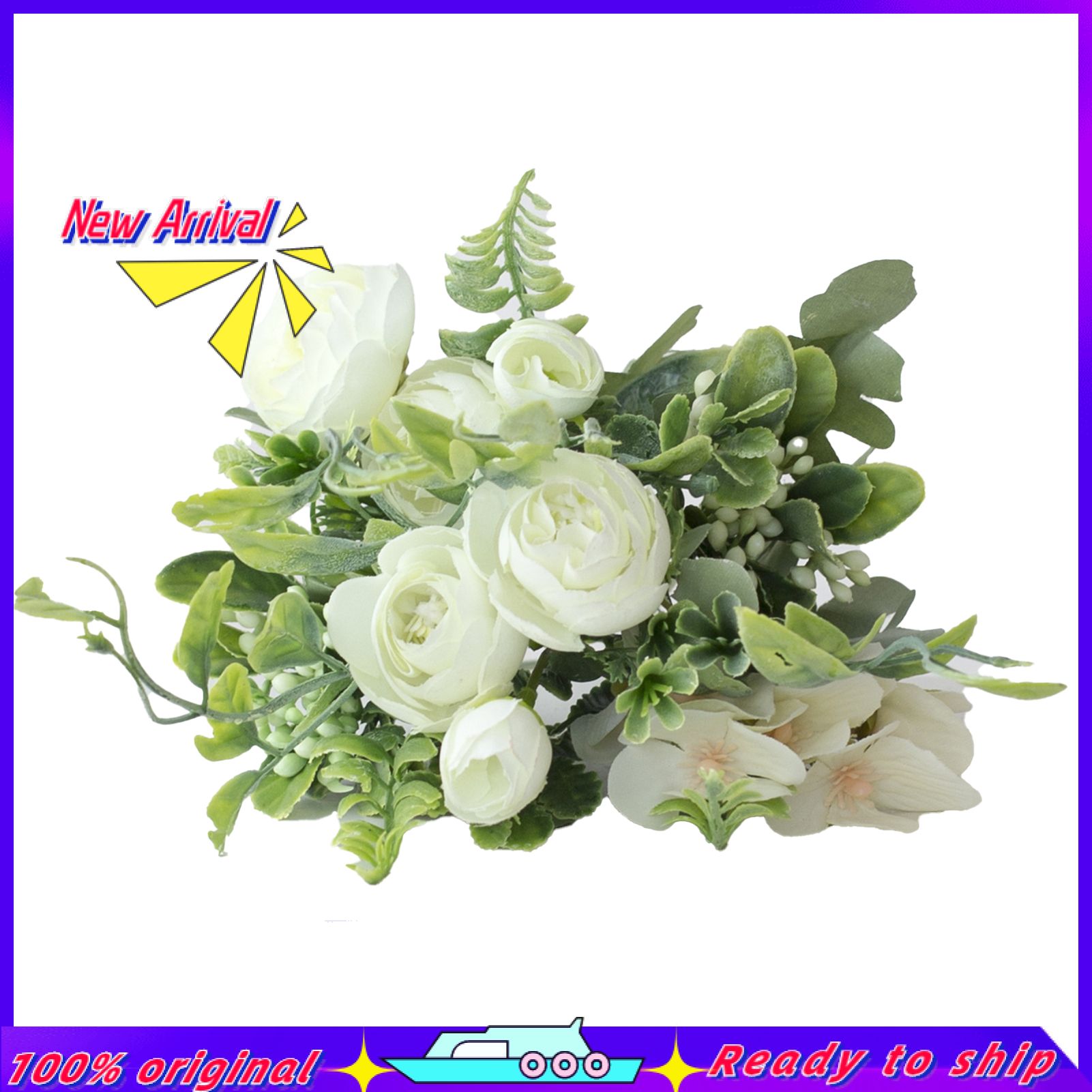Artificial Flower Eco-friendly Anti-fade Plastic Simulation Silk Rose Flower for Household