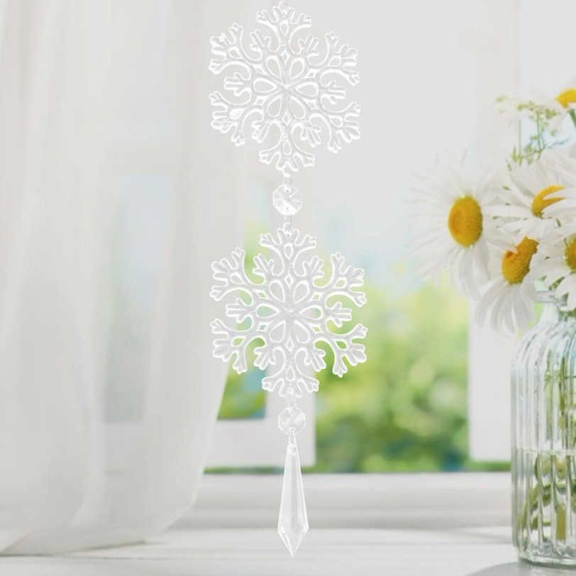 10pcs Snowflake Crystal Chains DIY Glass Hanging Strand Window Decoration