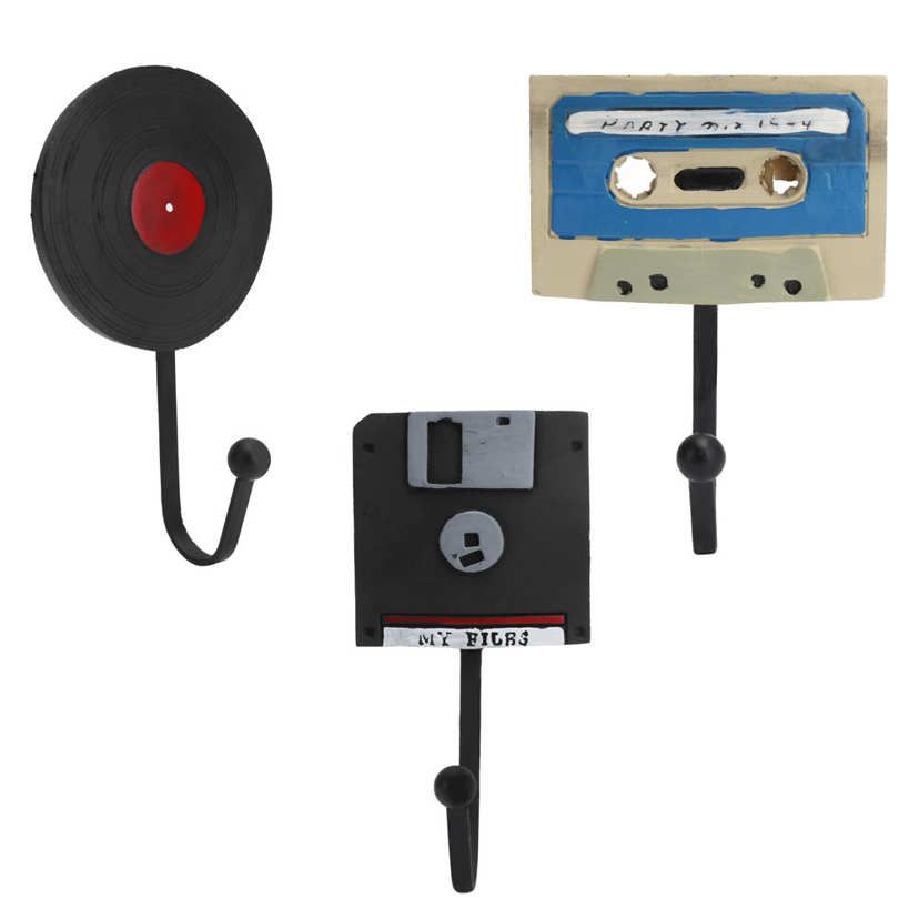 Record Tape Disk Hanging Hook Decoration Door Art Wall Hanger Coat 7701R‑01