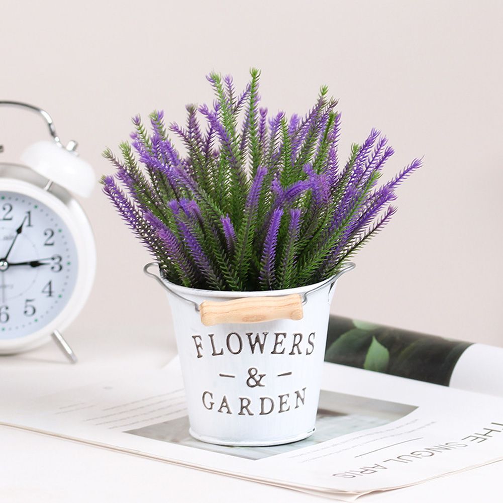Yfashion Rural Household ulation Artificial Flowers Ornament Indoor Decoration Bonsai Iron Drum Flower Decoration