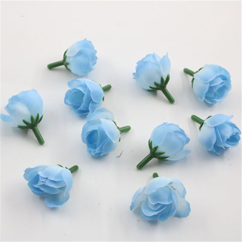 10pcs / 2cm artificial flower bud flower small tea rose bud handmade flower diy head garland for home wedding decoration