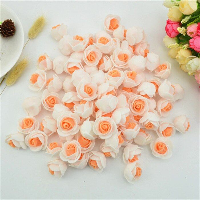 20pcs 3cm PE Rose Head Mini Foam Roses Artificial Flowers Home Wedding Car Decorations Fake Rose Flowers For Needlework Bouquet