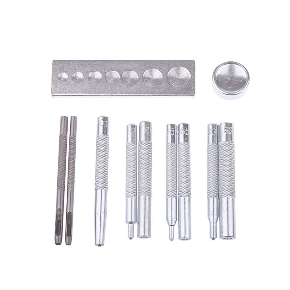 Yfashion 11PCS Punch ool Snap Rivet Setter Base Kit for DIY Leather Craft ools Style: Color