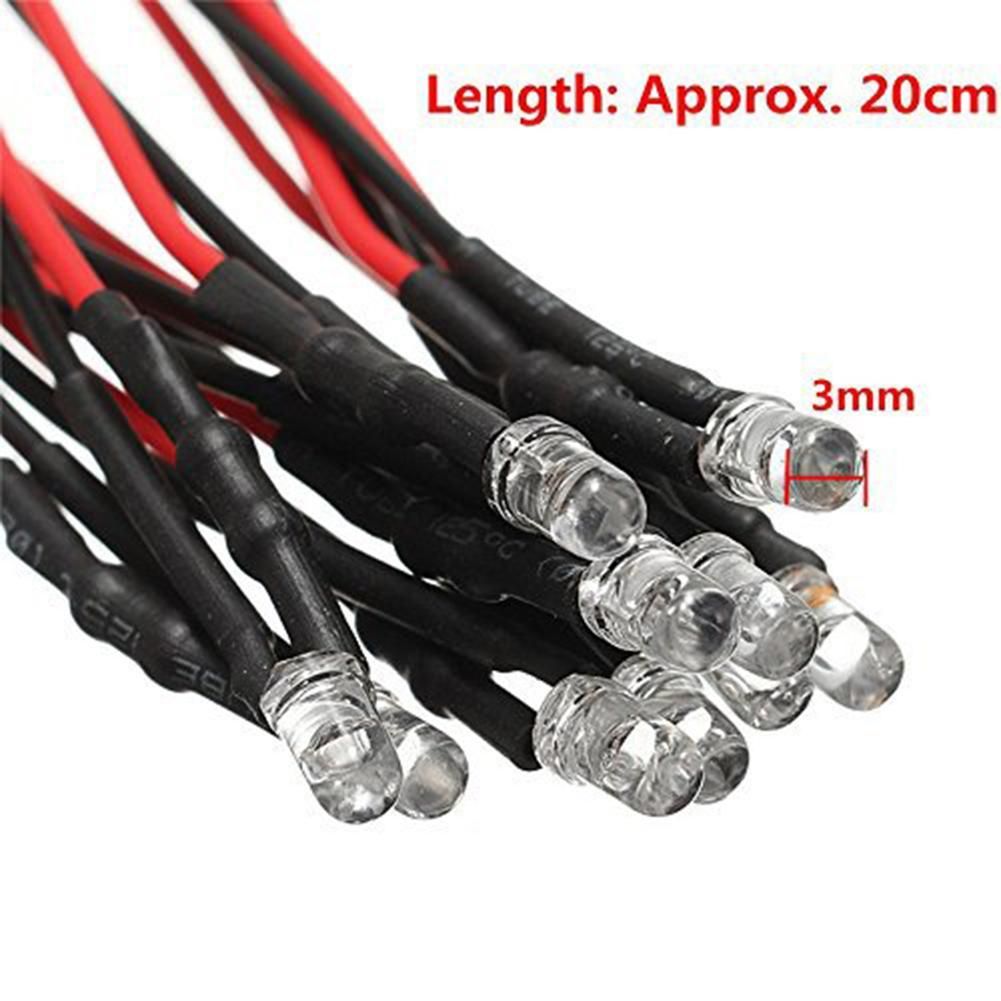 10PCS 5-12V 3MM LED Luminescent Tube with Wire Light Beads DIY Light Accessories