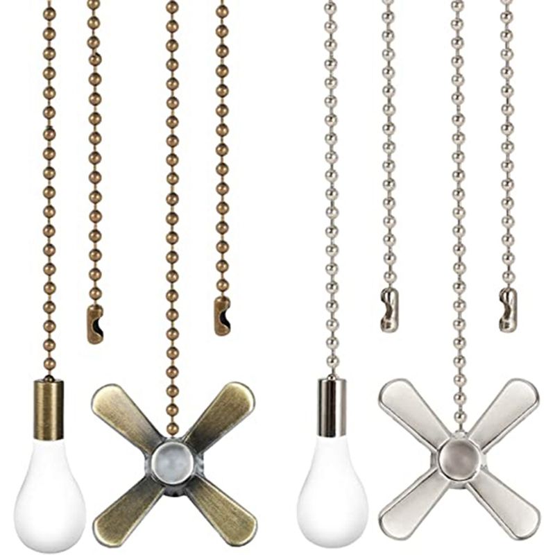 1Set Ceiling Fan Pull Chain Pull Chain Extension with Connector Copper Beaded Ball Pull Chain for Ceiling Light Fan