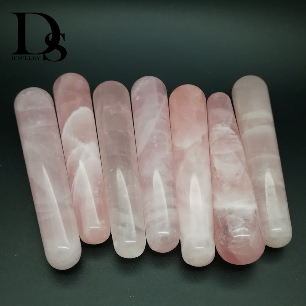 10 cm Natural Rose Quartz Massage Wand Crystal Quartz Relaxing Acupoint Point Stick Reiki Healing Stone Body Chakra Massage