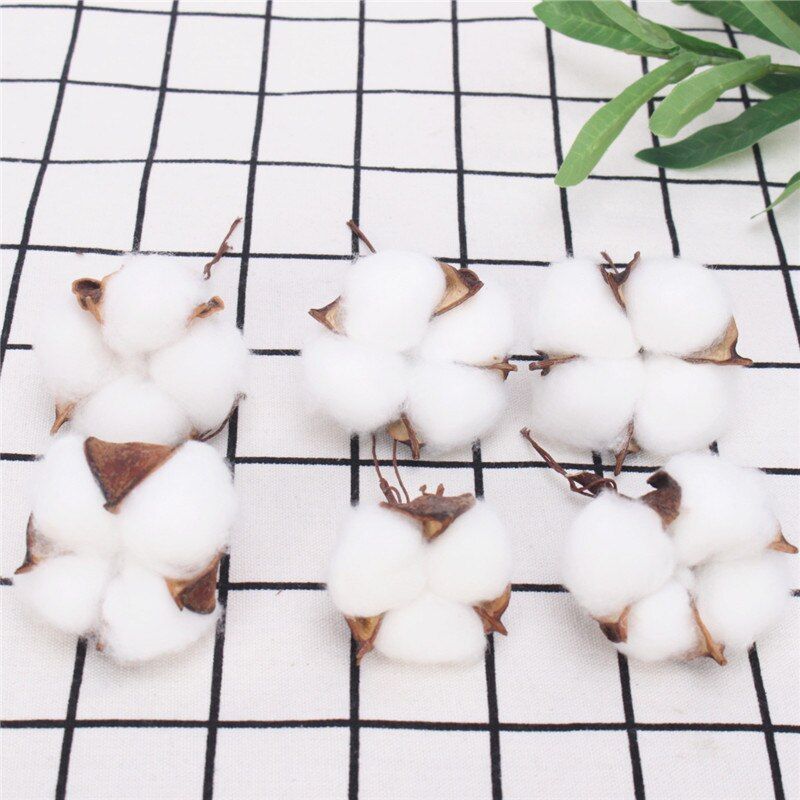 10pc Artificial Flower Natural Dried Flower Cotton Home Christmas Supplies Decor DIYGarland Wreath Flower Wall Material Wreath