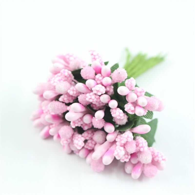 12pcs/lot Mini artificial Stamen Bud Bouquet Leaf flower for home Garden wedding Car corsage decoration Box crafts Supplies