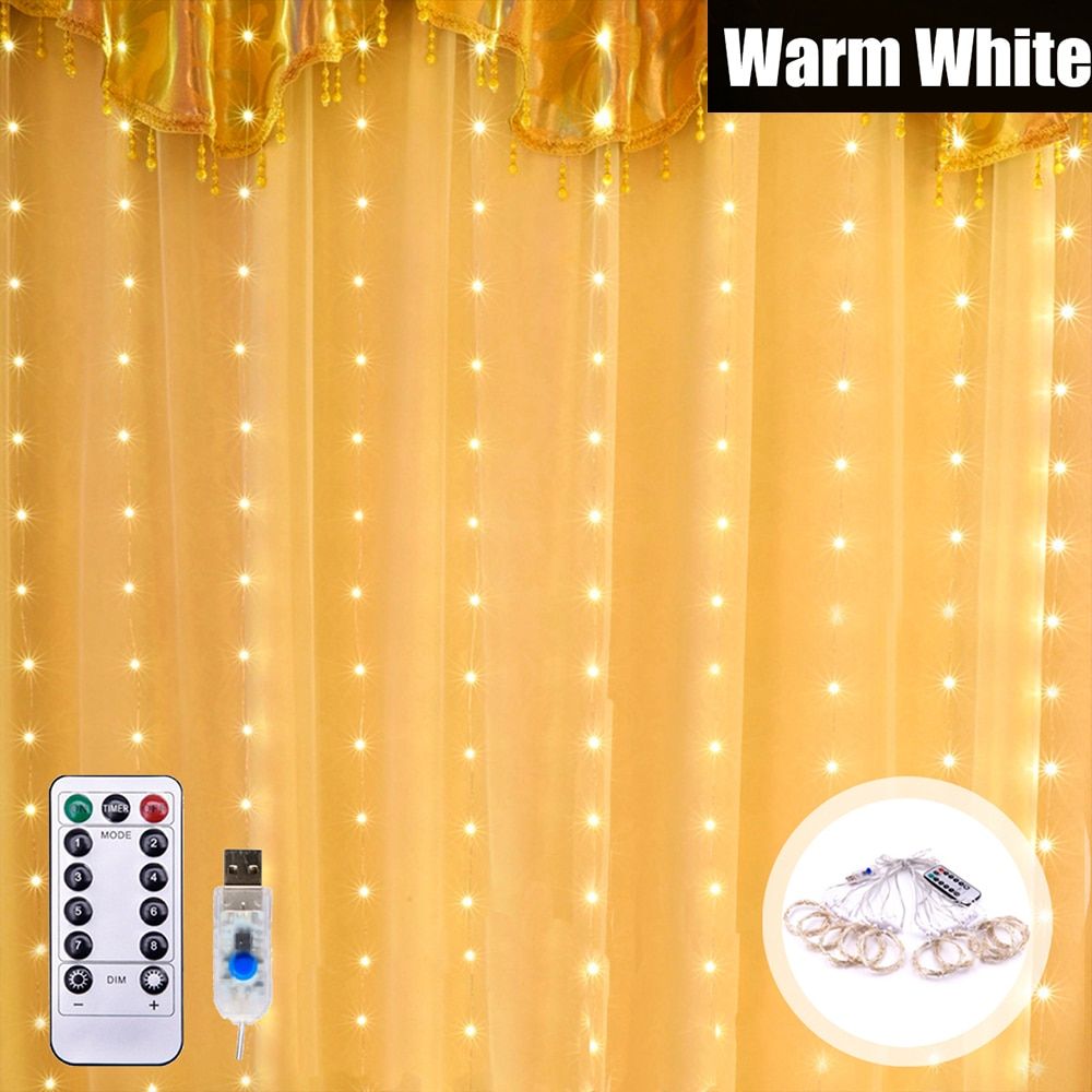QIFU USB Fairy Lights String Lamp Led String Lights Outdoor Christmas Lights Led Garland Curtain Colors Light Chain  Bottle--cold lights--2M x 3M