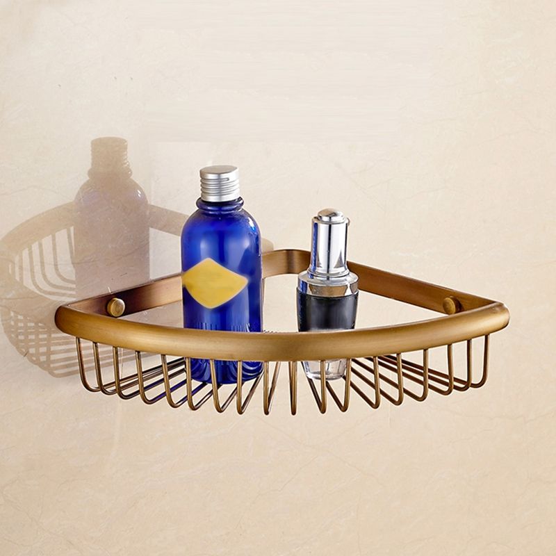 Copper Wall-Mounted Racks Bathroom Bathroom Corner Racks Bathroom Shower Racks Fan-Shaped Storage Baskets