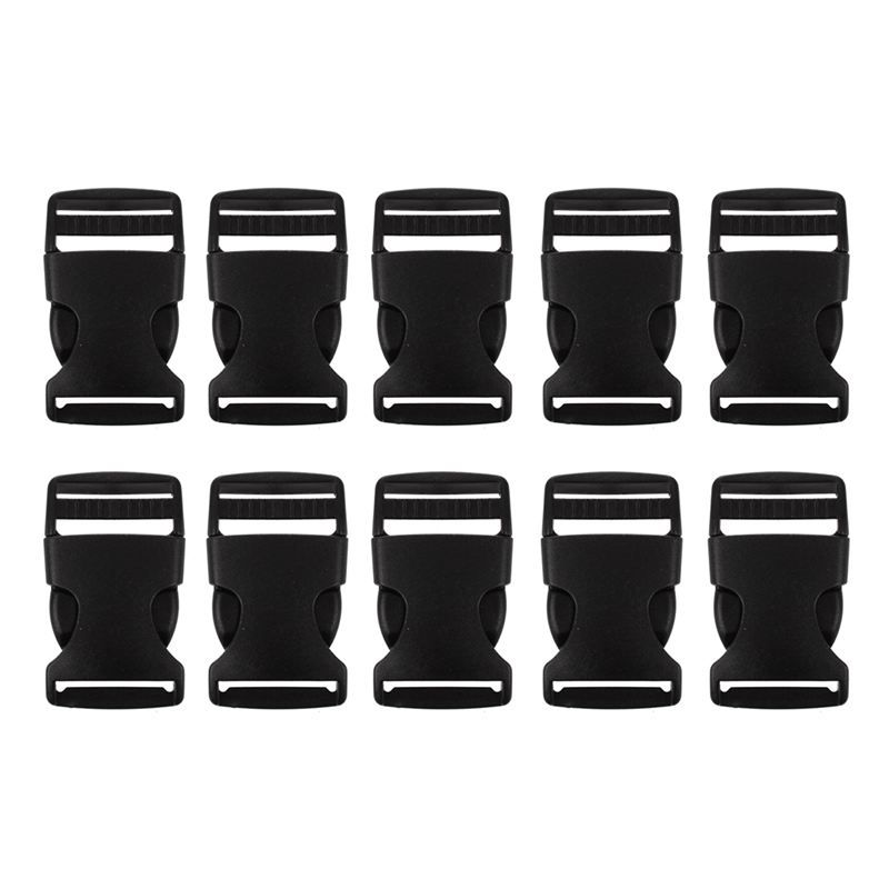10 Pcs 1" 2.5CM Width Plastic Safety Quick Release Buckles Black