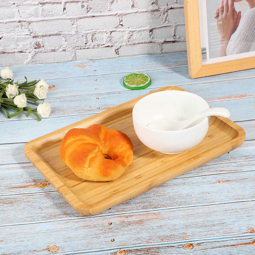 Kitchen Accessories Rectangular Bamboo Serving Tray Food Fruit Cake Storage Plate for Household Use