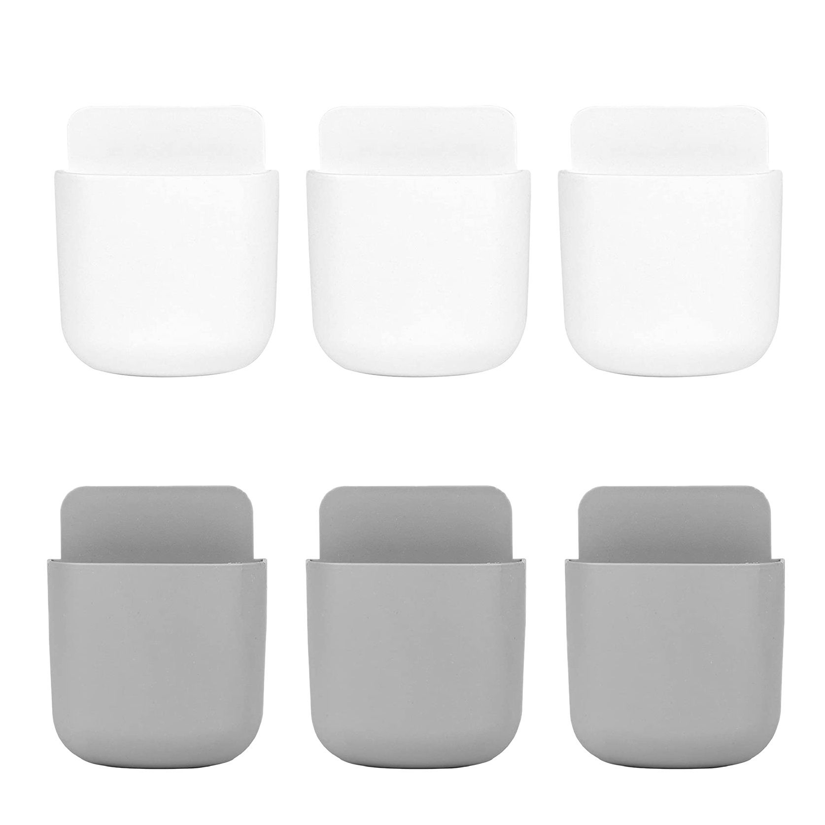 6 Pcs Self-Adhesive Wall Beside Table Mount Remote Control Phone Pencil Makeup Brushes Glasses Holder Storage Box - A