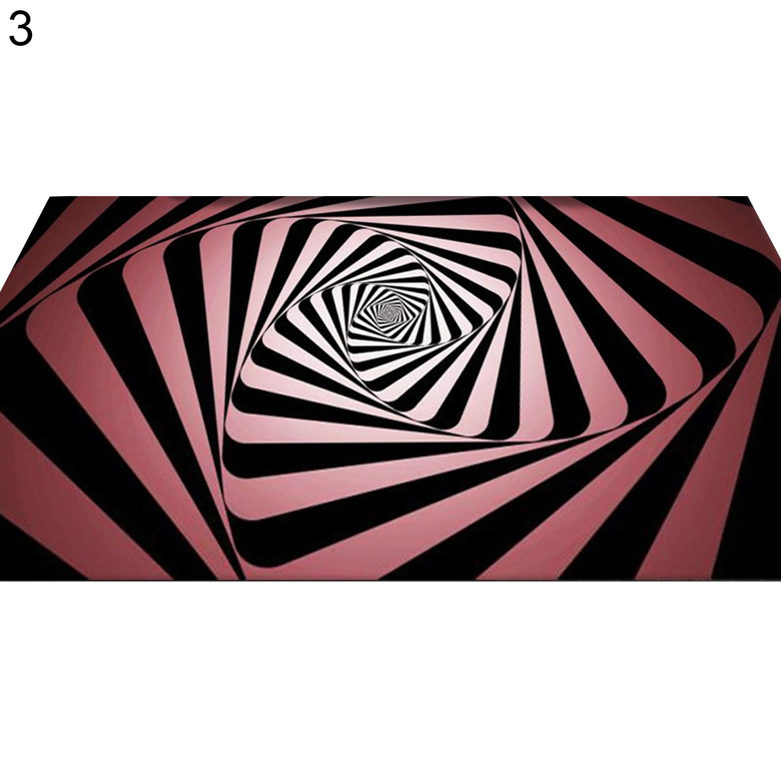 Door Mat Abstract Geometric Pattern Non-Slip Polyester Machine Washable 3D Illusion Rug for Bedroom