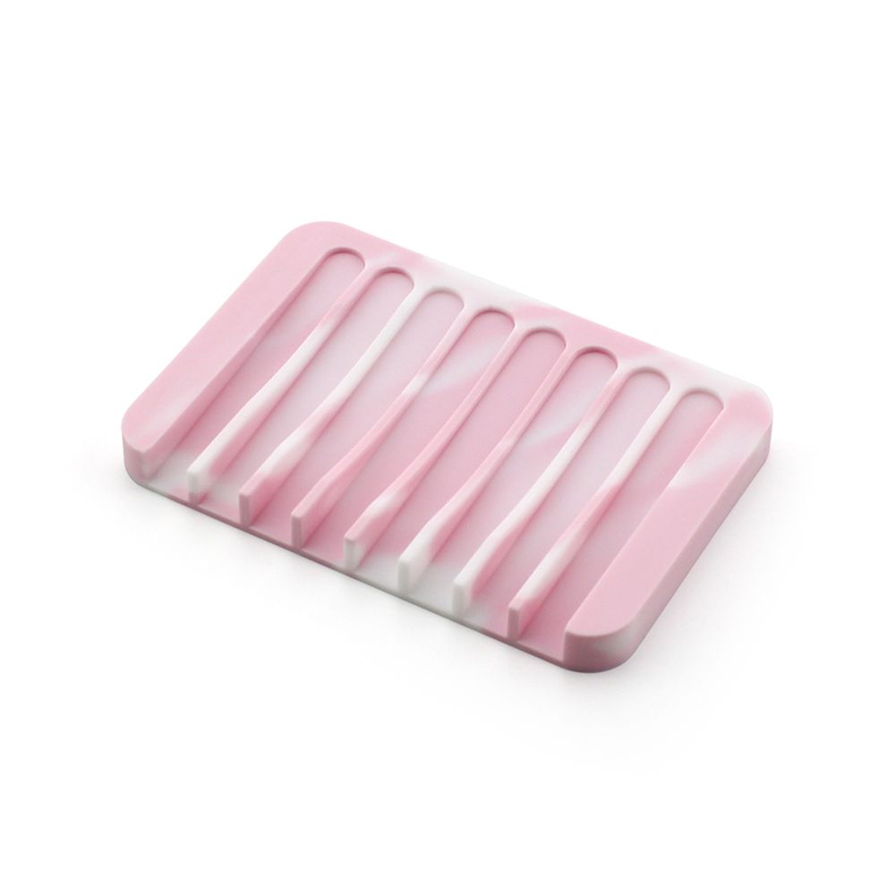 Yfashion Silicone Marble Drain Soap Box Non-slip Moisture Soap oilet Soap Holder Soap Pad Bathroom Soap Box Free Punch Style:Soap drain rack