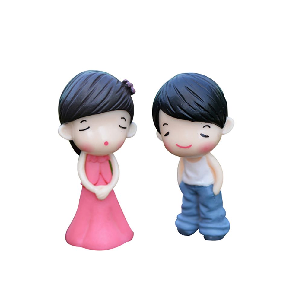 2Pcs/Set Couple Figurines Miniature Ornaments Garden Dollhouse Home Decoration