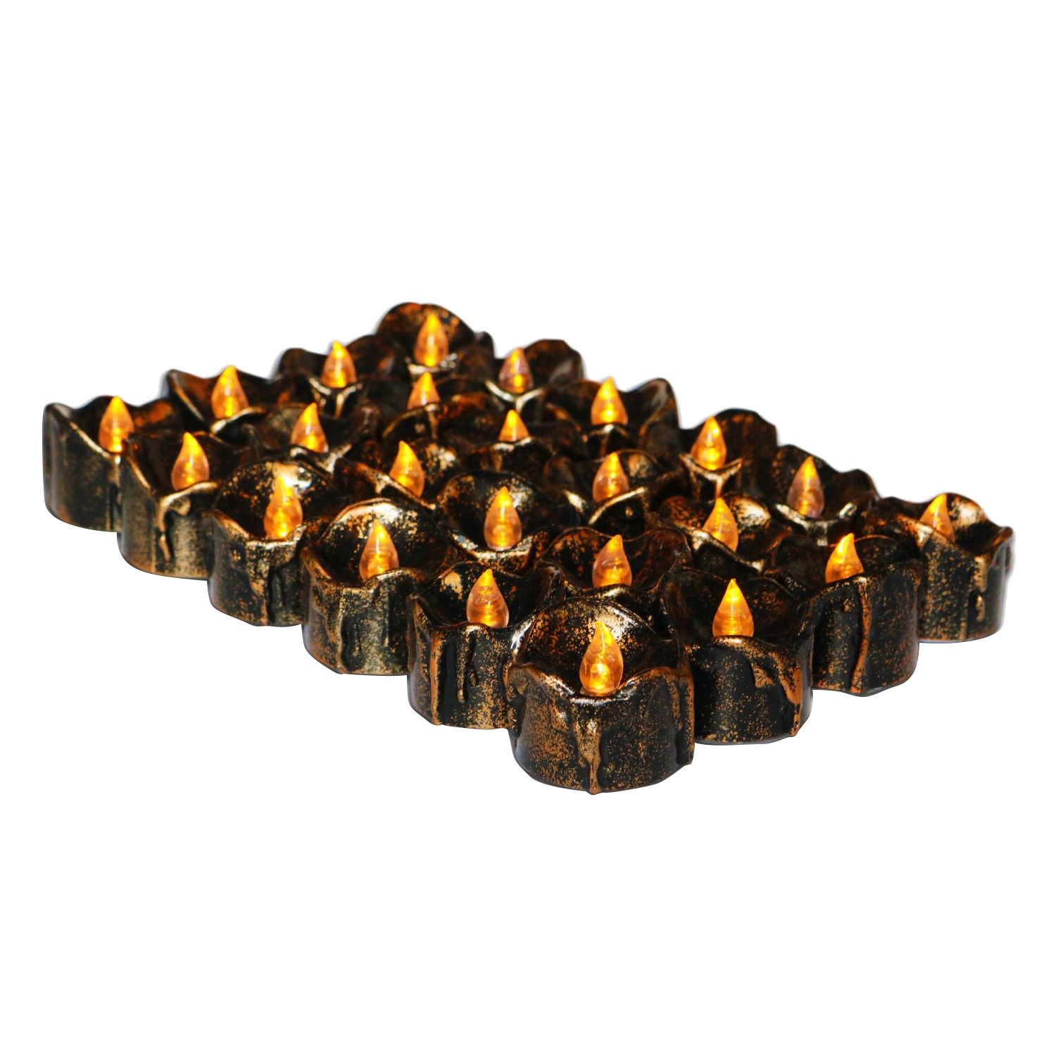24 PCS Black Flameless Candles Flickering Light LED Tea Lights  source Operated for Celebration Parties Favor Home Decor
