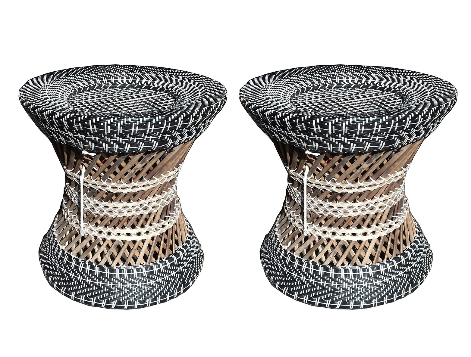 MURA -Bamboo & Black Plastic Made Large Mura- বাশ ও প্লাস্টিকেরতৈরী বড় সাইজ মোড়া-১ জোড়া
