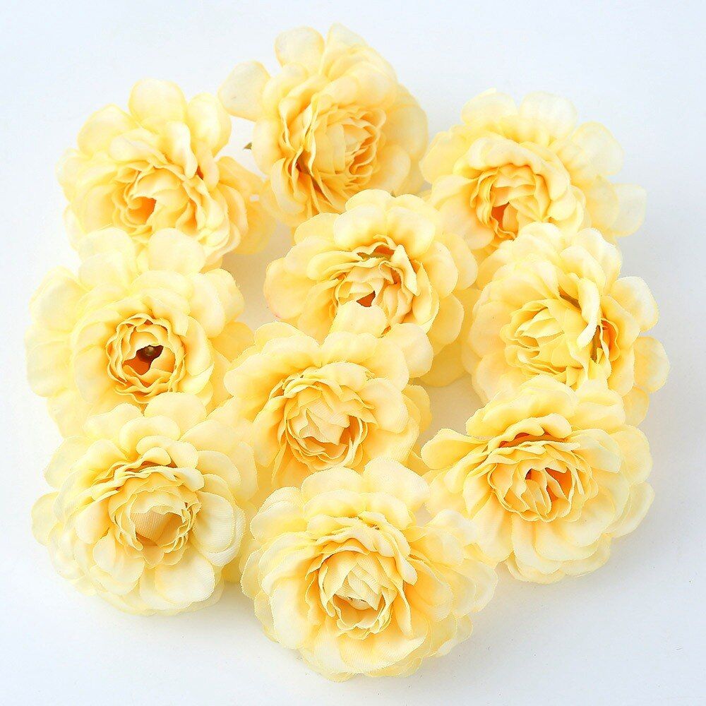10pcs/lot 5cm artificial flower silk rose head wedding party home decoration DIY flower wall scrapbook gift box crafts