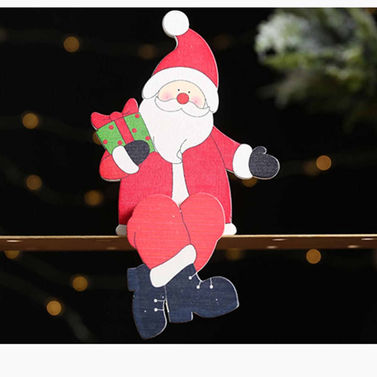 Christmas Decoration Wood Sitting Upright Doll Hanging Creative Old Man Doll