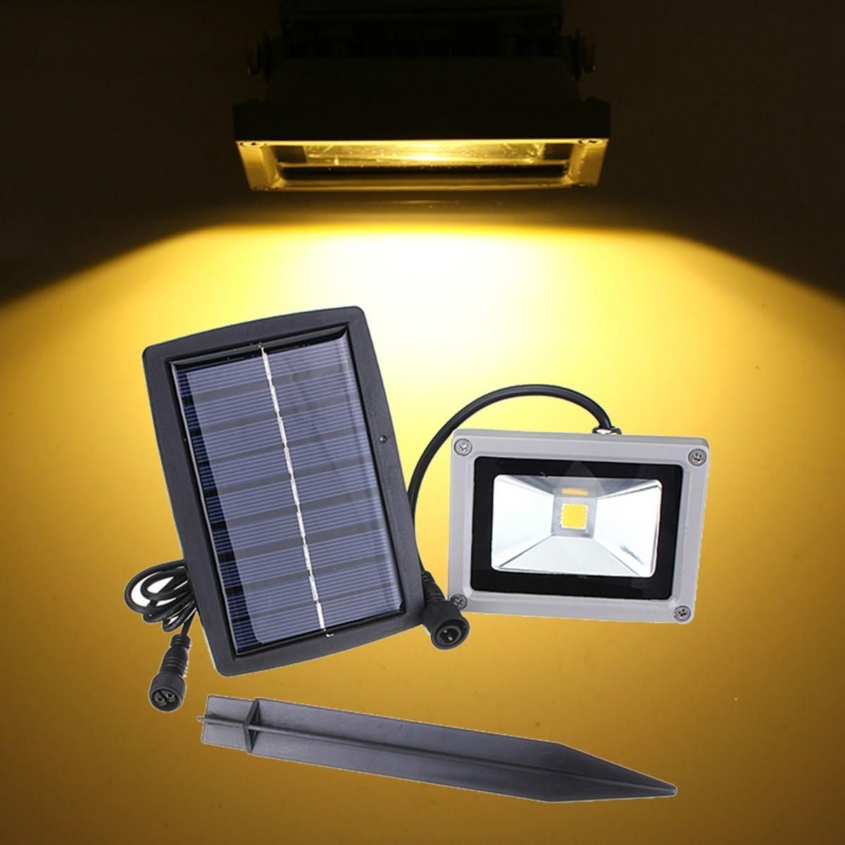 10W Solar Powered LED Flood Spot Light Garden Spotlight Waterproof Outdoor Lamp