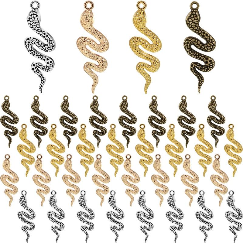 JOUYI Alloy Snake Charms,Mixed Snake Pendants,S Accessories for Bracelets Necklaces Earrings DIY Jewelry Craft Making Supplies