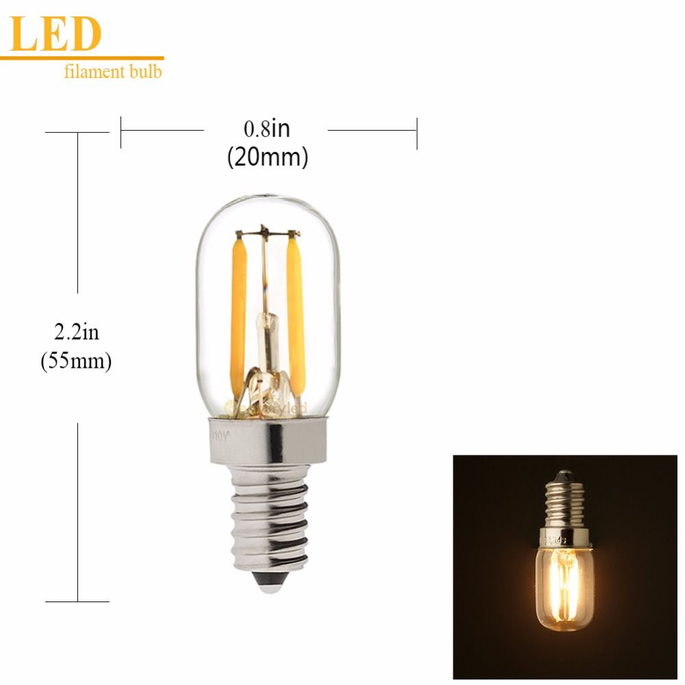 Yfashion LED 20 ni Light Bulb E14 E12 Refrigerator Bulb Retro Dimming Edison Bulb Color emperature:E12-warm white