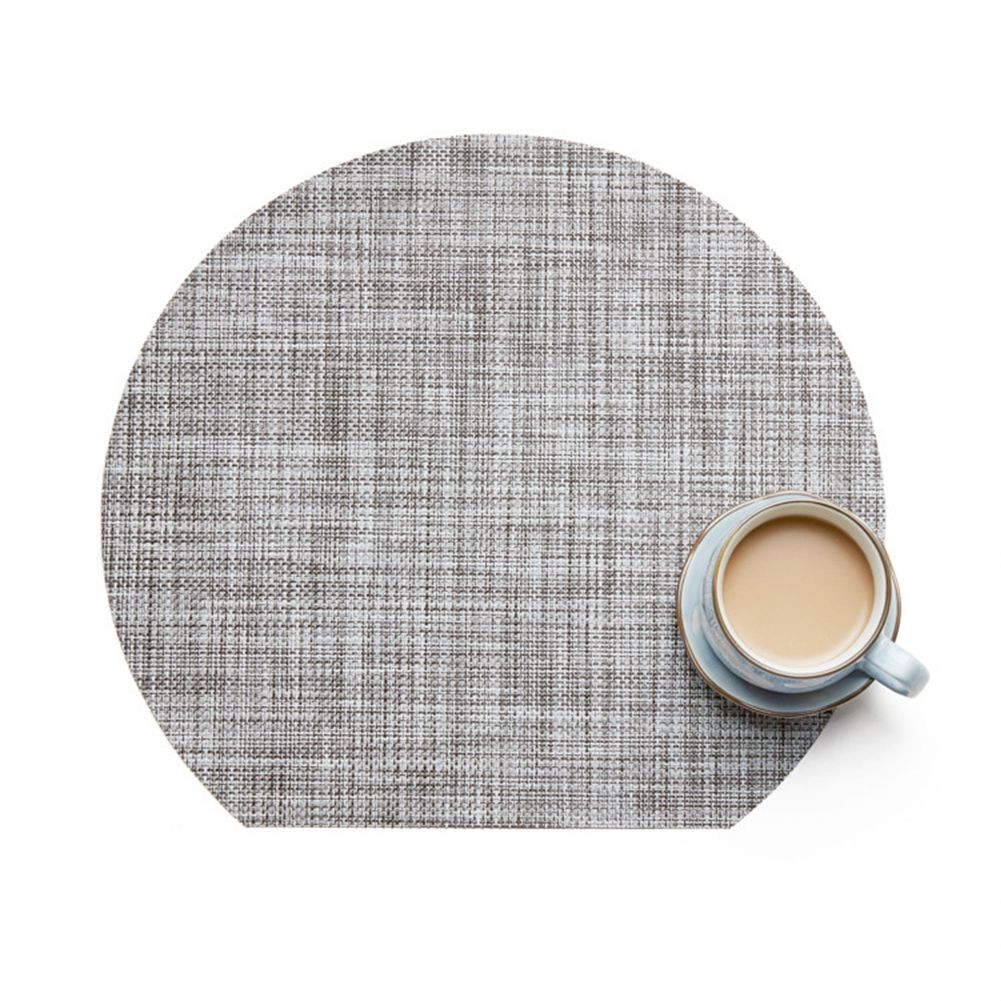 GC 6pcs Placemat Semicircular Western Table Mat Heat-resistant Non-slip Steak Plate Mat color:Linen shape:Semicircle 35*31cm