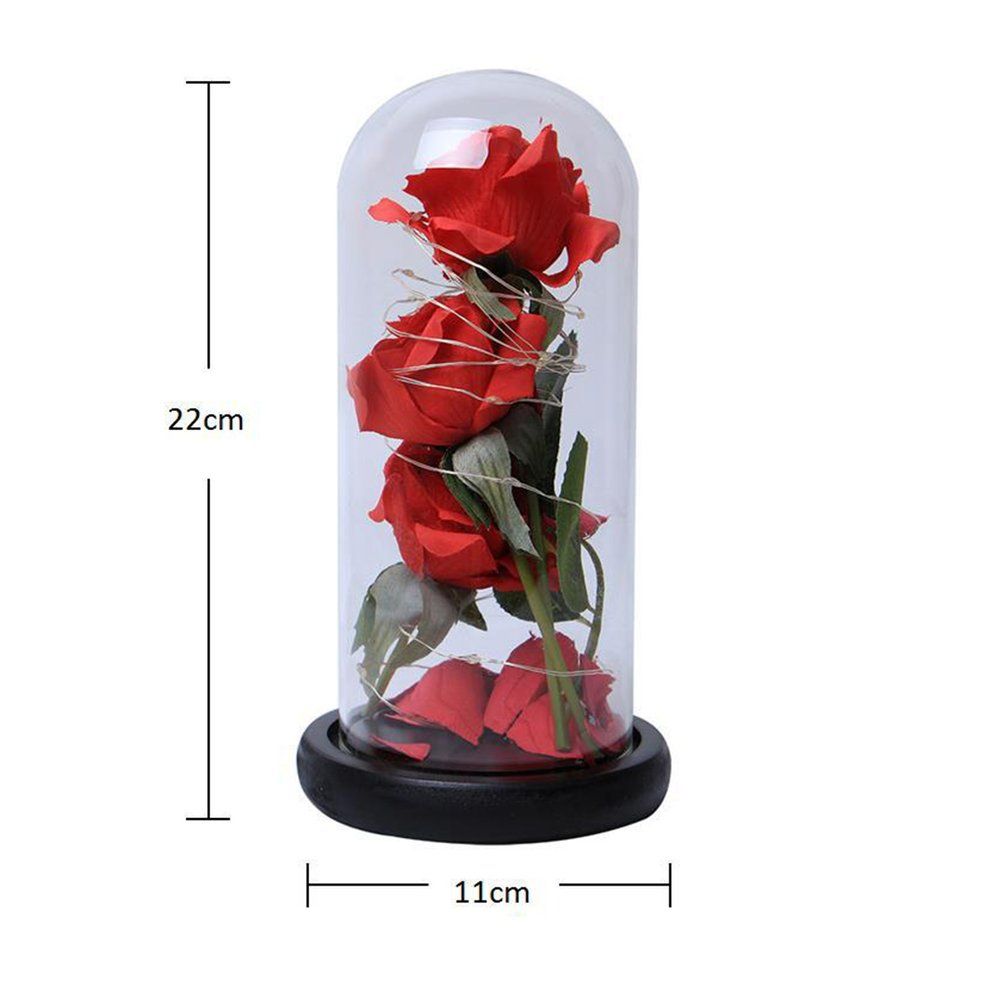 Christmas Gift Decoration Lights Three Simulation Rose Glass Cover Ornaments